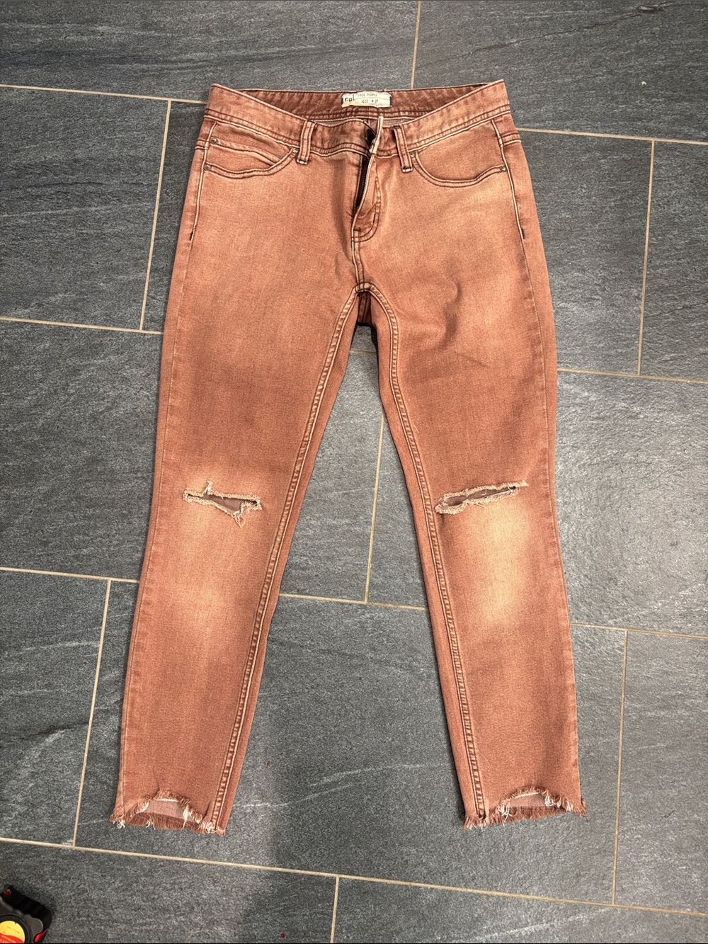 FP Low rise bronze/rust colored jeans